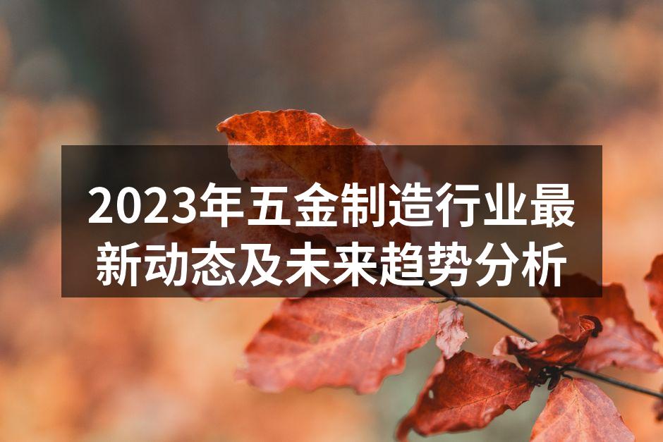 2023年五金制造行业最新动态及未来趋势